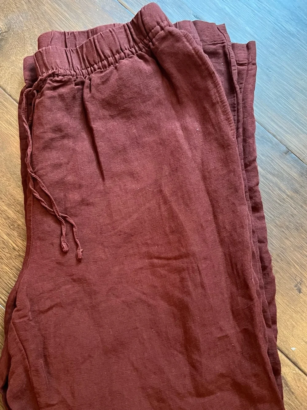 H&M Casual Drawstring Linen Pants - Burgundy